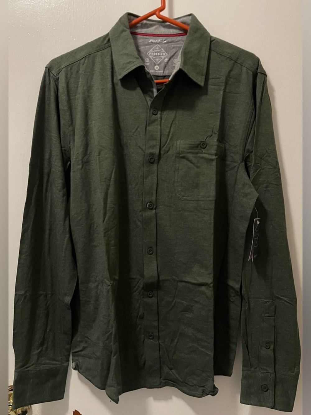Flag & Anthem MadeFlex Men's Long Sleeve Button Up Shirt Color Olive Size Medium